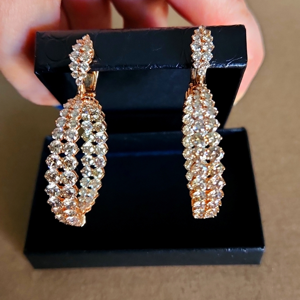 Rose Gold Sparkle Hoop Earrings